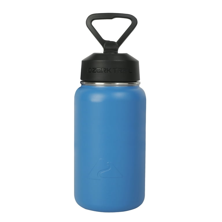 Ozark Trail 18 oz Stainless Steel Insulated Flip-Straw Water Bottle, Blue