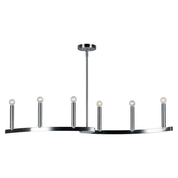 Forte Lighting 7175-06-55 6 Light 41-1/2" Wide Linear Chandelier - Nickel