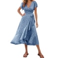 thumbnail image 2 of Women's Short Sleeve Dress Printed Casual Summer Flowy Dresses Blue XXL, 2 of 6