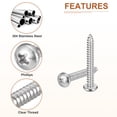 thumbnail image 4 of Uxcell #10x1-1/2" Silver Screws - 25Pack - 304 Stainless Steel Pan Head Phillips Screw, 4 of 7