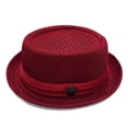 thumbnail image 4 of FKMJH Unisex Breathable Mesh Fedora Hat Summer Wide Brim Sun Beach Panama Hat Packable Lightweight Short Brim Adjustable Travel Hat Wine,One Size, 4 of 7