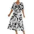 thumbnail image 1 of Birdeem Robe Décontractée Mode pour Femmes Col en V Imprimé Floral Fendu Manches Bouffantes, 1 of 8