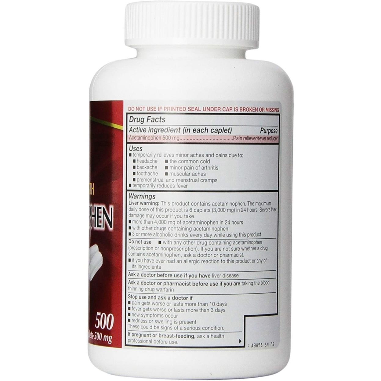 Kirkland Signature Extra Strength Acetaminophen 500 mg. 1,000 Caplets