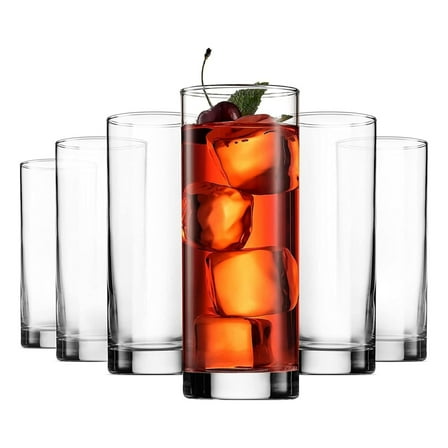 Bormioli Rocco Cortina 13.5 Oz Cooler Glass (Set of 6) - Elegant & Versatile Drinking Glasses for Soft Drinks, Long Drinks, Crushed Ice Beverages - Barware Essential, Dishwasher Safe Glassware
