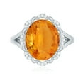 thumbnail image 4 of Rosec Jewels Lab Grown Orange Sapphire Vintage Inspired Ring with Diamond - 10X12 mm, 18K White Gold, US 3.50, 4 of 8