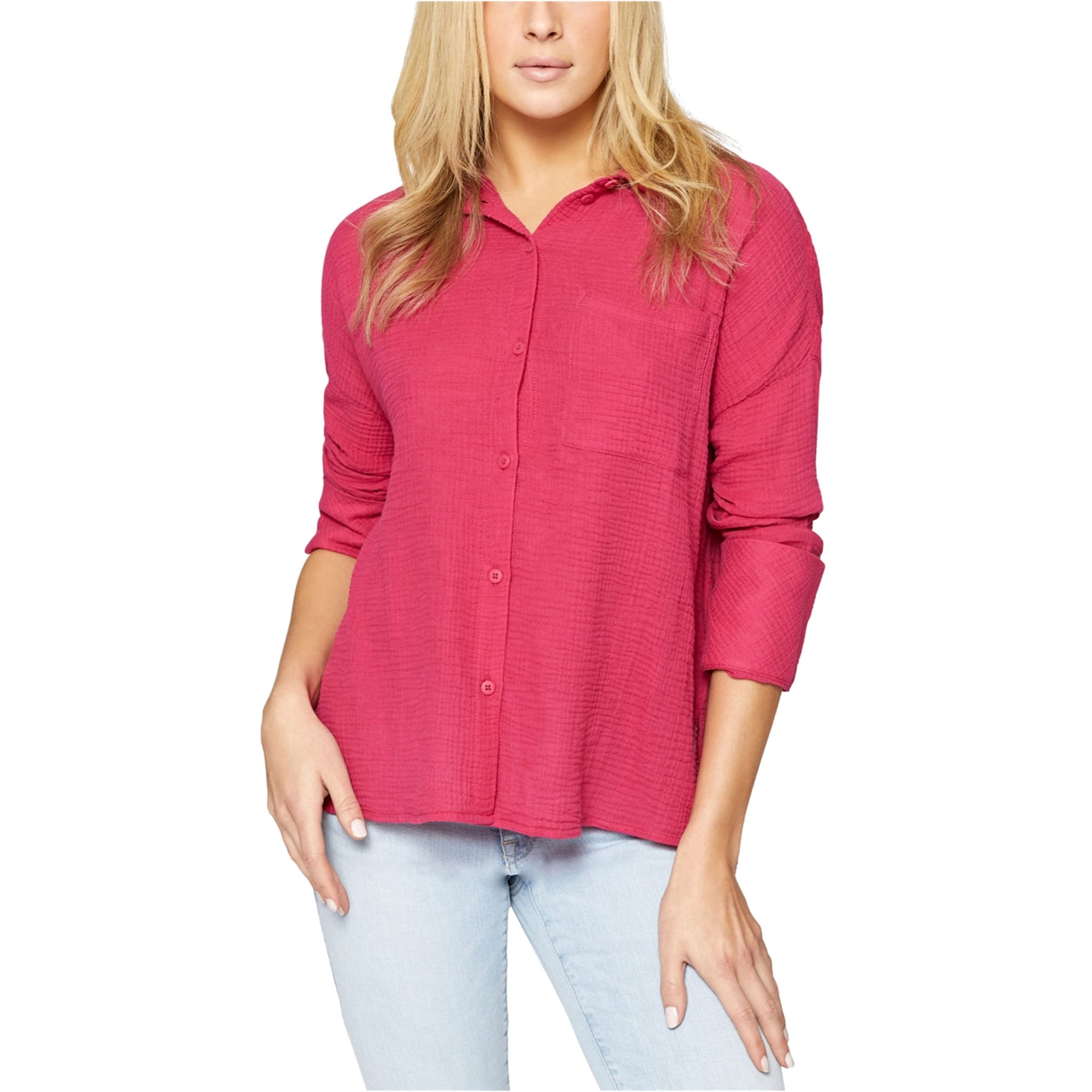 Sanctuary Sanctuary Clothing Womens Mod Button Up Shirt, Pink, Small