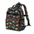 thumbnail image 2 of Black Cartoon Dinosaurs Colorful Leaves Cute School Backpack Bag for School with Padded Back and Adjustable Shoulder Straps 15.25"x11.5"x5.25", 2 of 5