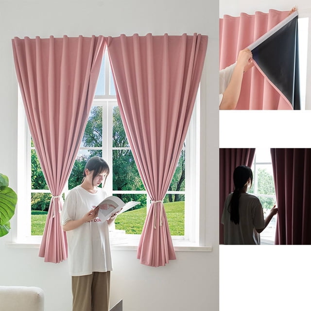 Cqxid Rideaux en Polyester à Moins de 20 $ Rideau Maison et Jardin Rideaux d'Extérieur pour Patio 2 Panneaux Haut Autocollant et Pattes Arrière Bas Blocage du Soleil Coupe-Vent Rideaux à Tringle pour Gazebo/véranda
