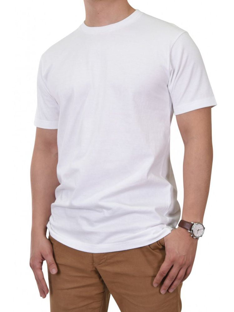 Knocker Men's 100% Cotton Simple Crew Neck T-Shirt-Small-White ...