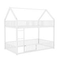 thumbnail image 5 of Euroco Metal Twin over Twin Bunk Bed, House Bed with Fence and Door for Kids Teens, White, 5 of 10