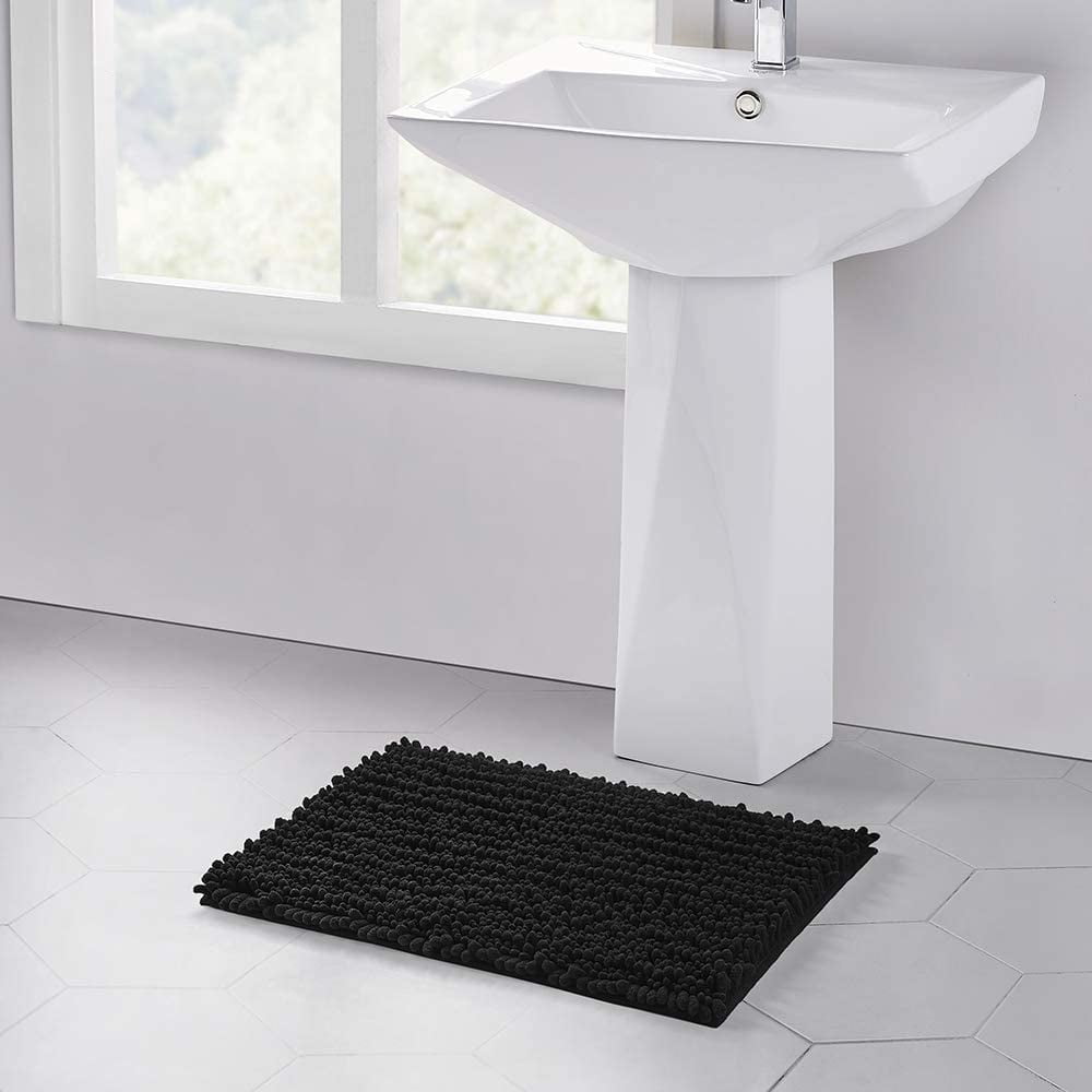 MitoVilla Dark Grey Bathroom Rugs, Soft Chenille Small Bath Mats for  Bathroom Non Slip, Thick Washable Plush Bath Rugs, Modern Absorbent Shower