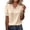 Beige, variant on Women's Casual V Neck Lace Trim Blouse Short Puff Sleeve Eyelet Embroidered Loose Fit T-Shirt Fashion Summer Solid Color Basic Top for Daily Wear and Casual Outings