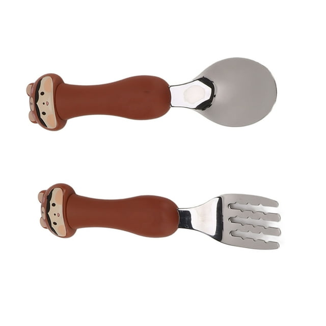 6-Piece Baby Spoon Fork Set With Cartoon Handle, Stainless Steel Feeding Utensils For Toddlers With Travel Case