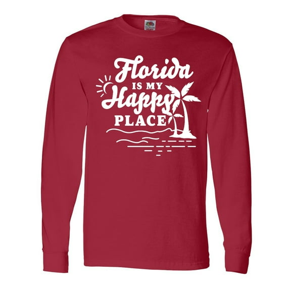 Inktastic Florida is My Happy Place with Palm Trees Long Sleeve T-Shirt