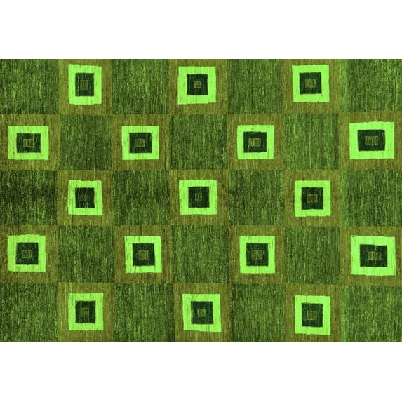 Ahgly Company Indoor Rectangle Oriental Green Modern Area Rugs, 3' x 5'