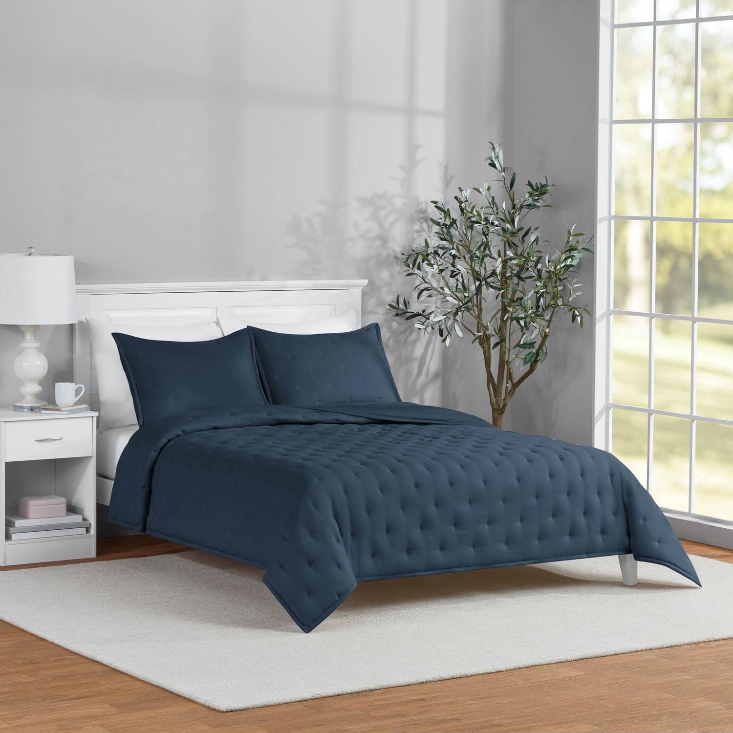 Mainstays 2-Piece Comforter Set, Washed Indigo, Twin, Twin