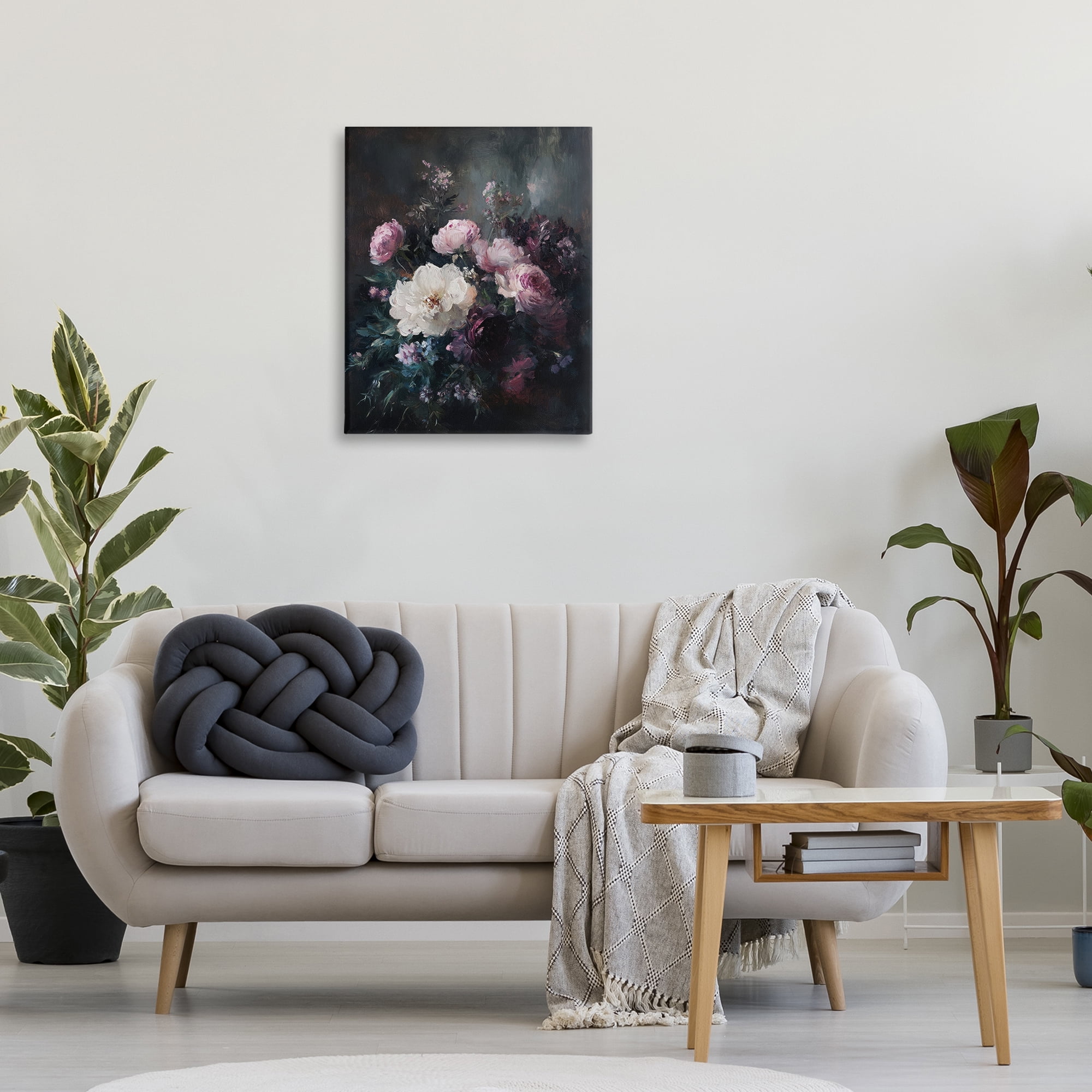 Stupell Industries Vintage Dark Blossoms Plants & Flowers Painting Wrapped Canvas Art Print Wall Art, 24 x 30