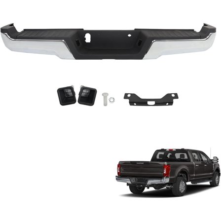 LABLT Rear Step Bumper Assembly without Parking Aid Sensor Holes Chrome Replacement for 2017-2022 F-250 F-350 Super Duty