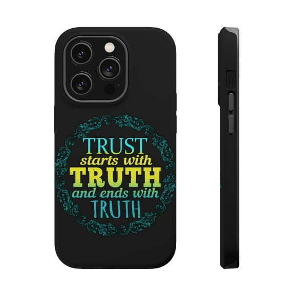DistinctInk Tough Case for Apple iPhone 15 PRO (6.1" Screen), Compatible with MagSafe Charging - Trust Starts With Truth