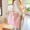 thumbnail image 4 of Sweet Plaid Canvas Bag Long Lasting Tote Bags Reusable Canvas Bag Large Capacity Tote Bags for Women Housewife, 4 of 7