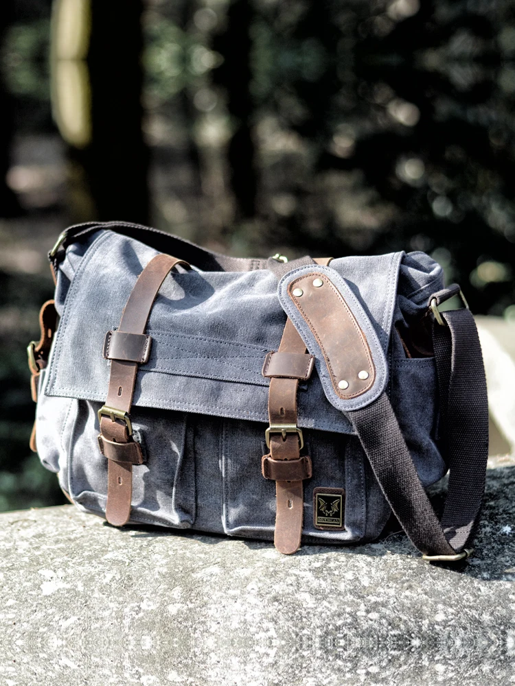 NSXXKJ Canvas Leather Men Messenger Bags I AM LEGEND Will
