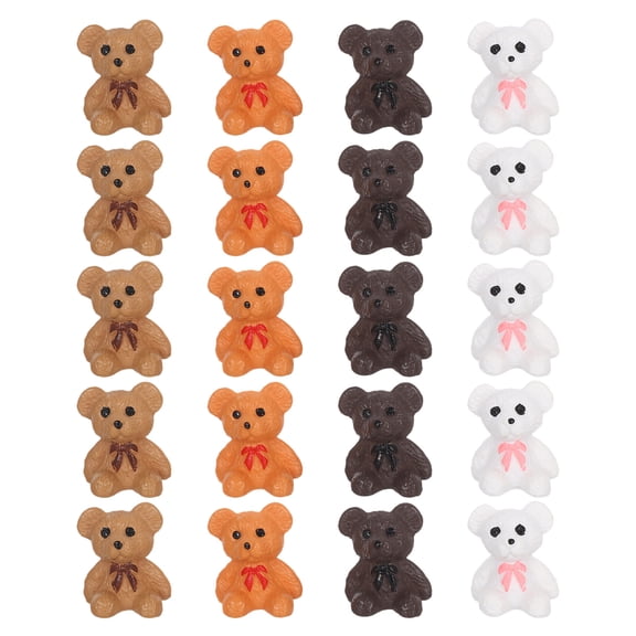FOMIYES 20-Piece Tiny Bear Figurines Set Assorted Colors Plastic Desk Decoration Miniature Collectibles