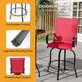thumbnail image 4 of IdealHouse Ensemble de 2 Tabourets de Bar Pivotants d'Extérieur avec Accoudoirs à Dossier Haut, Chaises de Patio Résistantes aux Intempéries, Assise Haute Rouge pour Terrasse Patio, 4 of 6