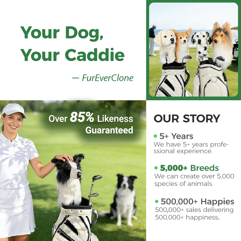 FurEverClone Chihuahua Dog Golf Club Headcover, Dog Golf Driver & Woods Club Cover, Dog Golf Head Cover