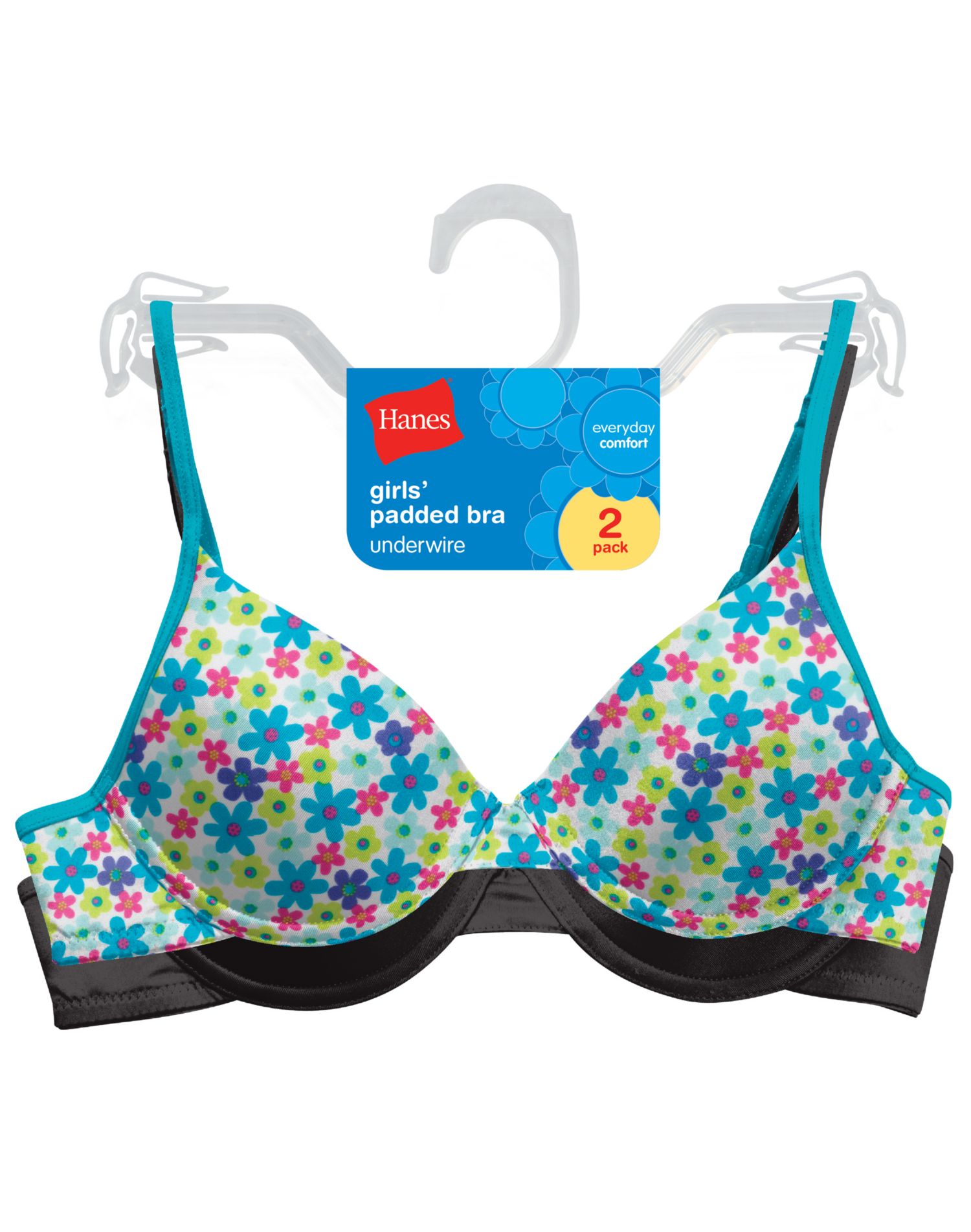 Hanes Hanes Girls Padded Underwire Bra BestSeller, H126, 36, Black