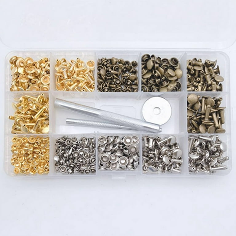 300sets Stainless Steel Leather Rivets Double Cap Rivet Tubular Metal Studs  Repairs Decoration Craft Accessories for
