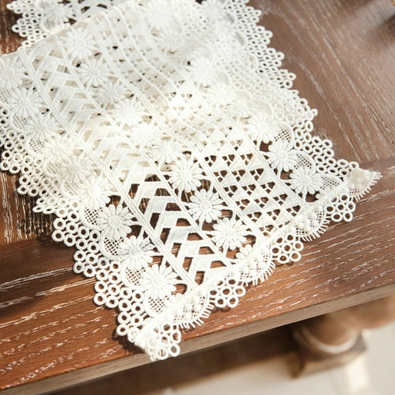 OUNONA 2Pcs White French Style Lace Table Mat Decorative Wedding Party Placemat