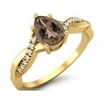 thumbnail image 2 of 7X5MM Pear Smoky Quartz 925 Sterling Silver Gold Vermeil Solitaire Split Shank Women Valentines Day Gifts Ring, 2 of 3