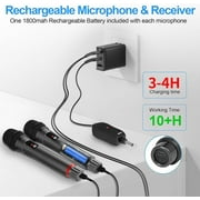 Aveek Wireless Microphone for Karaoke, 2.4GHz Professional Handheld Microphones with Rechargeable Receiver, Cordless Mic for Singing, Speaker, Pa System, Dj, Party, Speech(2pcs)