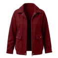 thumbnail image 4 of Enjoytime Lightweight Jacket Women Fall Winter Lapel Collar Zip Up Cropped Coat Casual Trendy Long Sleeve Outerwear, 4 of 7