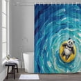 thumbnail image 5 of Funny Art Shower Curtains for Bathroom, Summer Panda Swimming Blue Sea View Oil Painting Washable Fabric Shower Curtain with Hooks Waterproof Bathroom Decor Sets, 72 x 78 Inches, 5 of 9