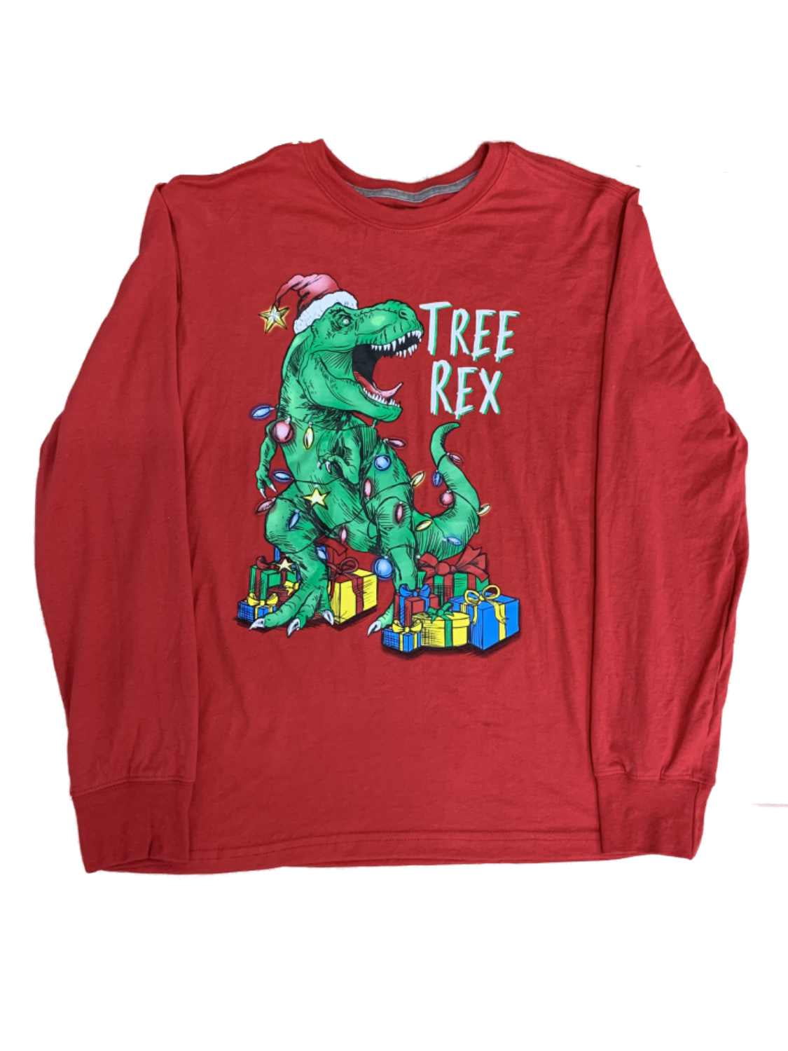 1Tee Kids Girls Tree Rex Caught in Christmas Lights and Tinsel T-Shirt
