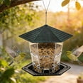thumbnail image 5 of Bird Feeder for Outdoor Hanging, Clear Hexagon Plastic Seed Feeder with Rainproof Roof & Multi Perch Tray, Weather Resistant Hanging Bird Food Dispenser for Yard Garden Patio Backyard, 5 of 6