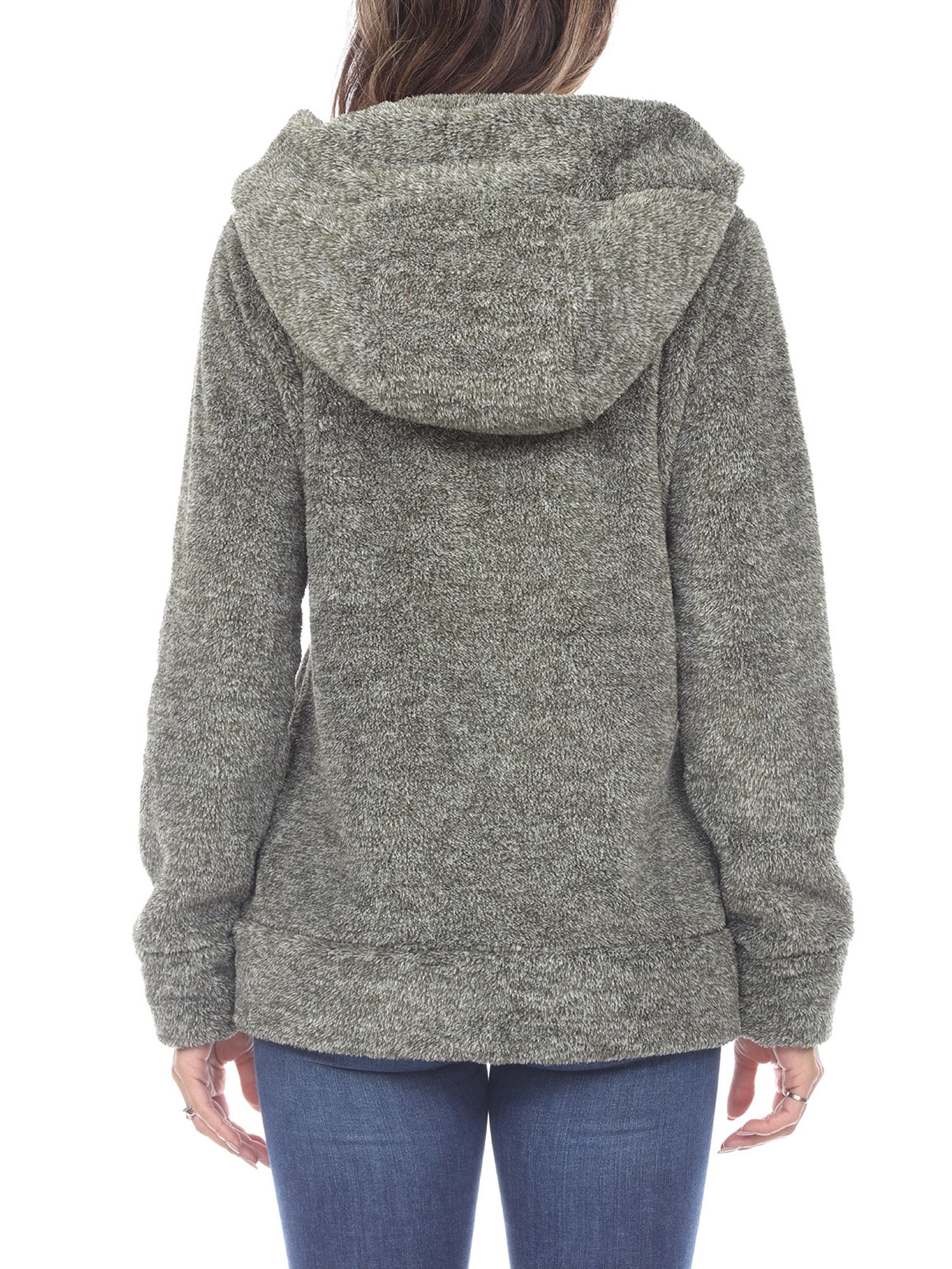 White Mark Women's Hooded Sherpa Jacket