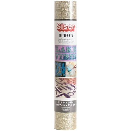 UPC: 0854209008547 | Siser Glitter HTV Vinyl 11.8 X36 Roll-Champagne