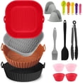 thumbnail image 1 of Silicona para Freidora de Aire, 14Pcs Moldes para Freidora de Aire, que Incluye 4Pcs Air Fryer Silicon y Guantes, Pinzas, Brocha de Aceite, Accesorios Air Fryer Reutilizable Antiadherente, 1 of 4