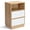 Oak+White, variant on IVV Contemporary White Nightstand with Open Shelf, Two Drawers and Hidden Handle Design, for Bedroom Apartment, 15.75"W x 11.81"D x 23.62"H