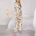 thumbnail image 3 of Fuzoiu Shiba Head Face Print Women's Long-Sleeved Pajama,Lounge Button Down Nightwear,Womens Notch Collar Pajama Set-XX-Large, 3 of 7