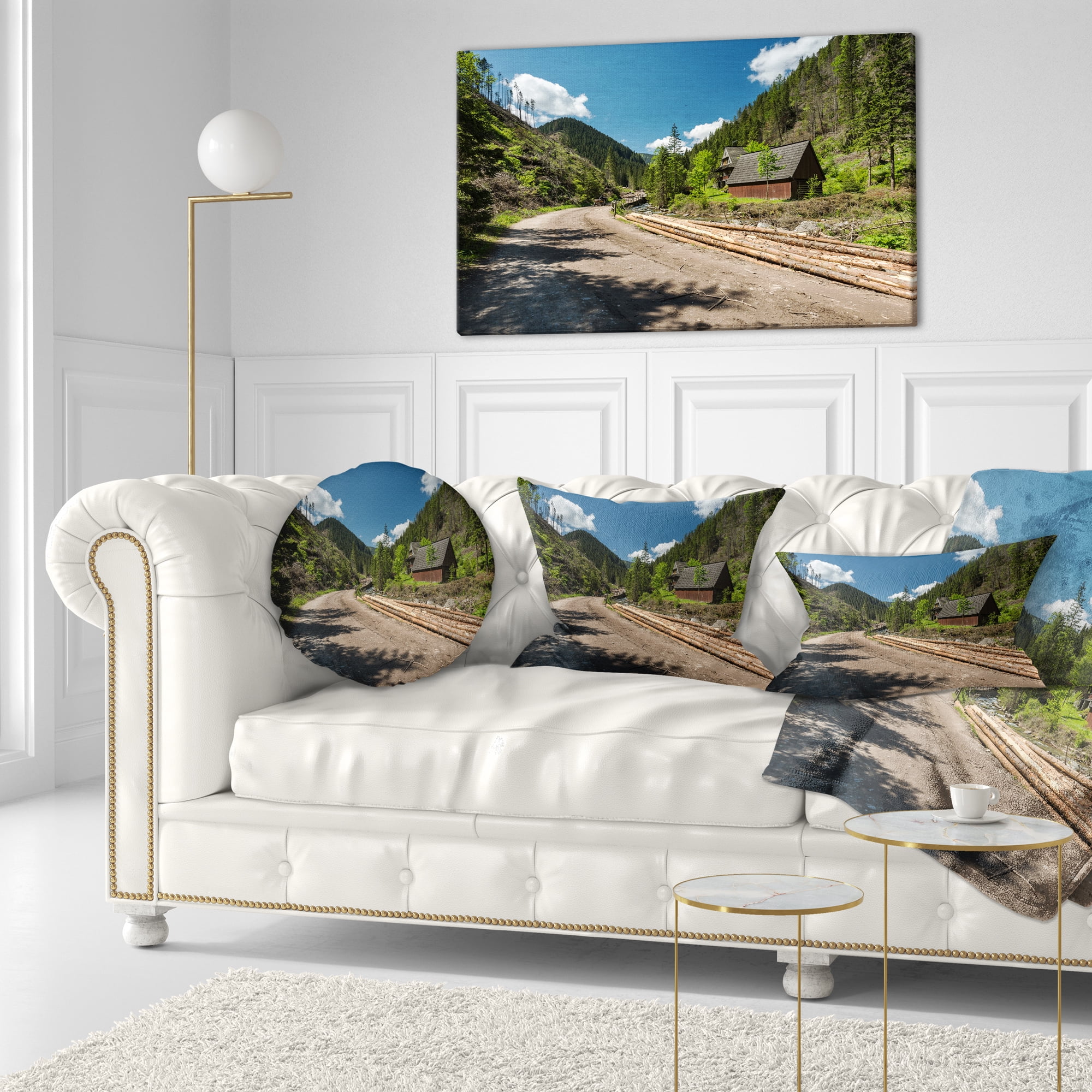 Designart Road in Chocholowska Valley - Landscape Printed Throw Pillow - 12x20