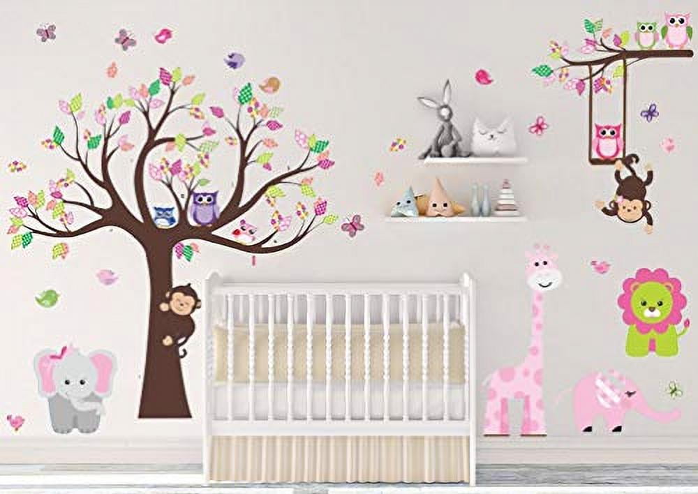 Watercolor Animals Wallpaper for Toddler Nursery Removable Deer Wall Mural Adhesive Forest Wallpaper Peel & Stick Playroom Wallcovering