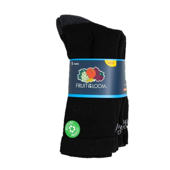 Calcetas Fruit Of The Loom para Hombre, Algodón Afelpado Negro 5 Piezas Unitalla