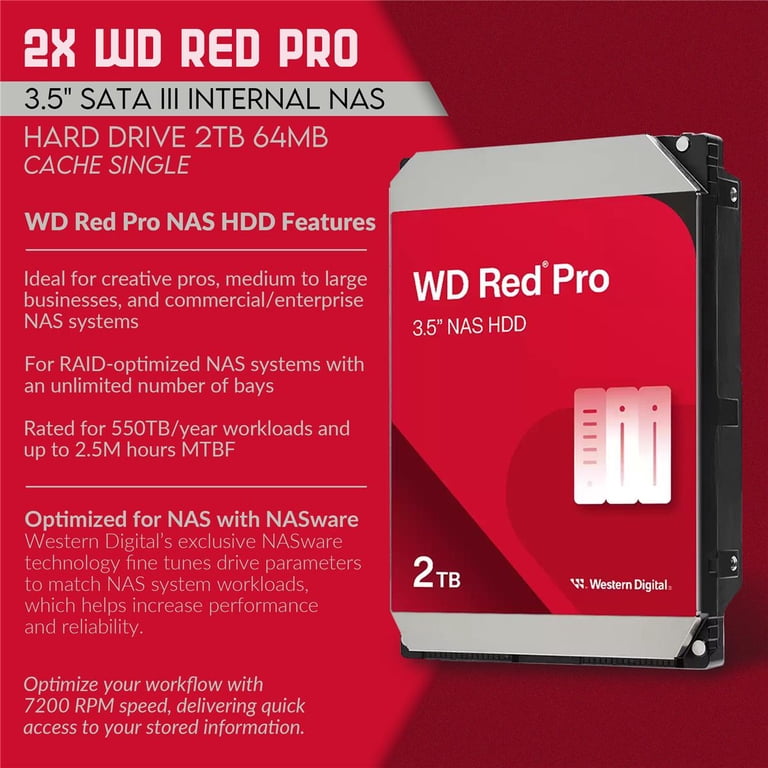 WD 2x WD Red Pro 2TB 7200 rpm SATA III 3.5