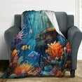 thumbnail image 4 of Underwater World Ship Coral Blankets Flannel Blanket with Soft Throw Blanket for Couch, Bed, Sofa Luxurious Warm And Cozy for All Seasons, 4 of 8