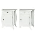 thumbnail image 1 of Gymax 2 Pcs Table d'Appoint avec Tiroir Armoire de Rangement Table de Chevet Blanche, 1 of 10