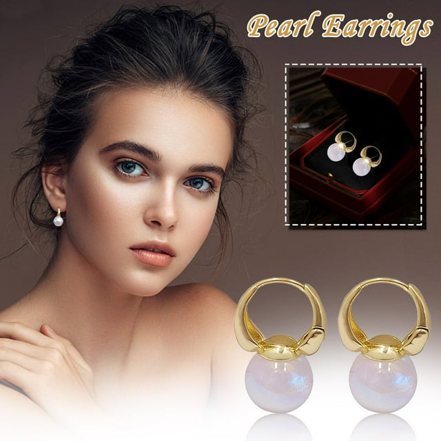 WILLBEST Aretes Mujer Pequeños Perla Oro Rhinestone Clip De Oreja Fino Colgante Pendientes De Diamantes De Imitación De Moda Boda Accesorios De Mujer Joyería Pendientes Para Mujeres