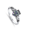 thumbnail image 4 of CHOOSE YOUR COLOR Multi-color CZ Claddagh Ring .925 Sterling Silver Band Black Female Size 5, 4 of 4